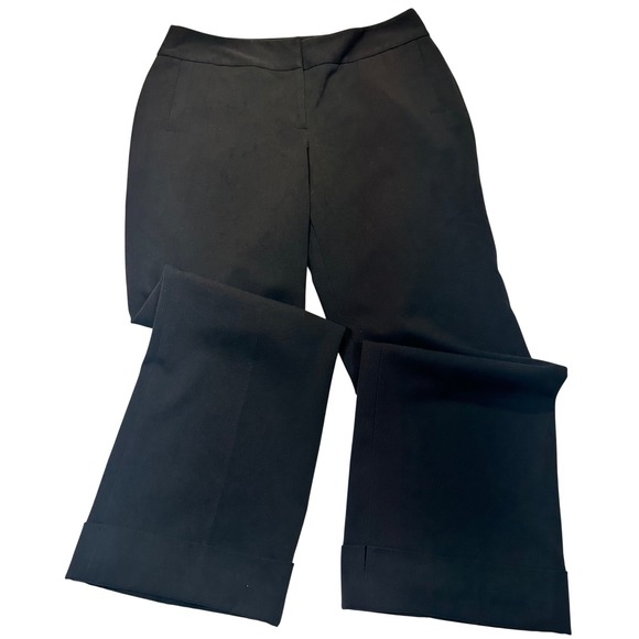 Rafaella Pants - Rafaella Womens Size 14 Black Wide Leg Cuffed Dress Pants Professional Trousers